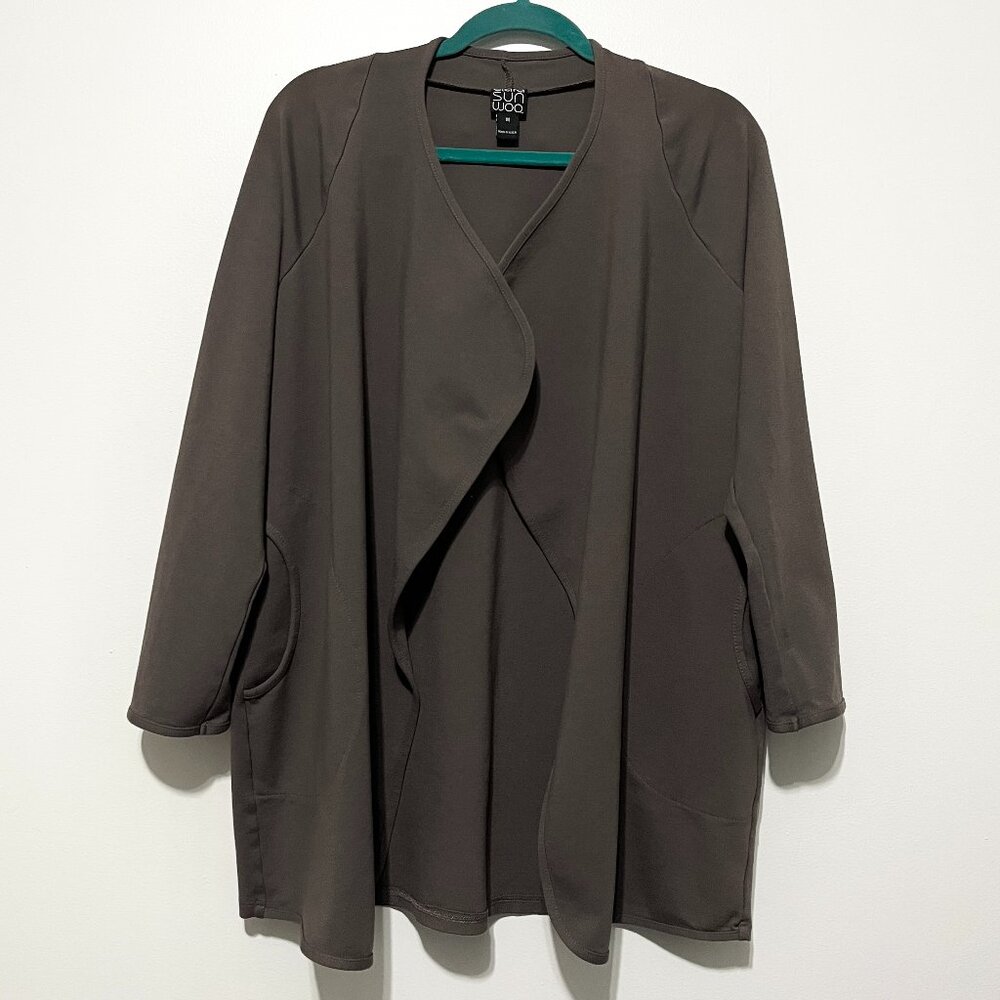 Clara Sun Woo Womens Open Ponte Cardigan M Lagenlook Lagom Capsule Artsy Layers